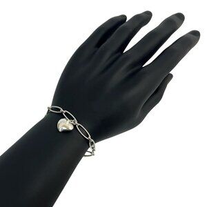 TIFFANY Authentic Silver Heart Charm Bracelet